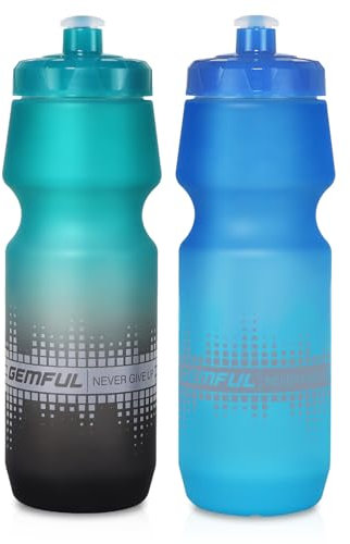 GEMFUL Lot de 2 gourde velo 750 ml, anti-fuite, sans BPA, idéales pour le cyclisme, le sport et les activités de plein air, légères et durables