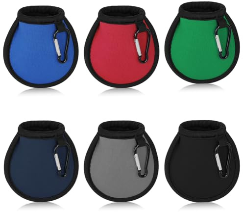 AYESY Pochettes de Nettoyage de Balles de Golf, 6 Pcs Imperméable à l'eau Sac de Golf avec Double Couche, Mini Sac de Nettoyage Portables pour Balles de Golf avec Mousqueton, Accessoires de Golf