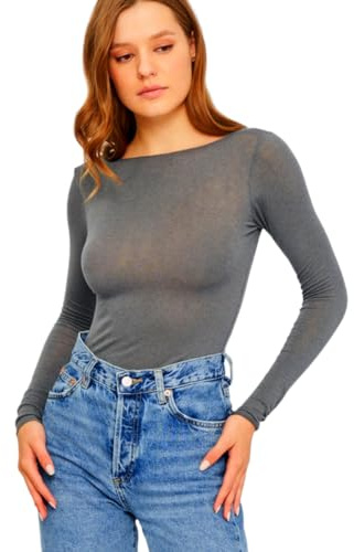 JADEA Maglia Modal+Cashmere Scollo Barca (IT, Testo, XL, Regular, Regular, Grigio)