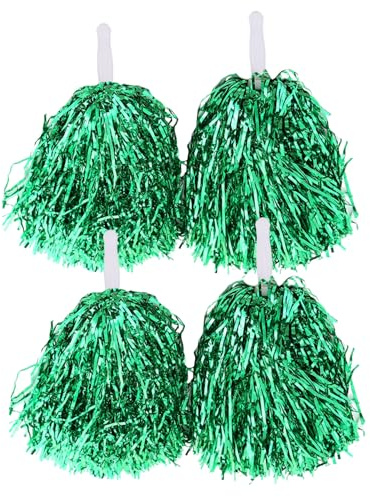 JUFYVO 4pcs Cheerleading Poms Dancing Flower Cheerleading Ball Plastic Pom Pom Sports Cheer Party Dance Accessory for Stage Performances (Green)