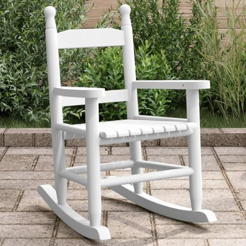 IBUQDDV Sedia a dondolo per bambini, in legno massello di pioppo, per soggiorno, camera da letto, colore: bianco