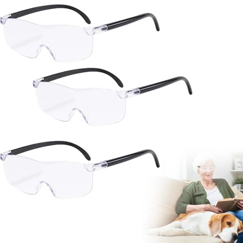 Ceeyoll, Paquete de 3, Gafas Lupa, Lupas, Gafas Aumento, Diseño sin Marco con Protección contra la luz Azul, Lupas de Gran Aumento, Adecuado para Leer, Coser y Personas Mayores.