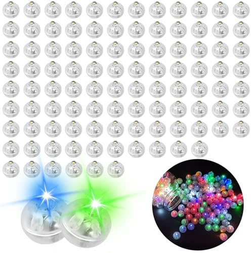 Roselee Mini Led Palloncini Luci Colore, 100pezzi Mini Lampada Led Palloncini Luci Rotondo Lanterne per Festa di Compleanno, Matrimonio, Halloween, Decorazione Natalizia