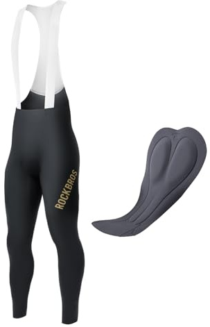 ROCKBROS Cuissard Long Cycliste Homme à Bretelles, Pantalons de Vélo 3D Rembourrés Haute Élasticité Respirants Séchage Rapide sans Couture, pour Printemps Été Automne, VTT Route, Noir L