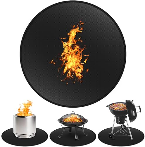 GRIBUDDY Tapete para fogata de 30 pulgadas para fogata individual, tapete redondo ignífugo debajo de la parrilla para cubierta, impermeable y a prueba de aceite, almohadilla de suelo para barbacoa