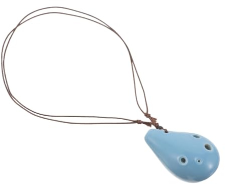 Hemobllo Ocarina Cerámica Instrumento Musical Portátil para Principiantes y Adultos Flauta de Viento Antigua con Sonido Claro y Afinación Profesional Color Azul Claro