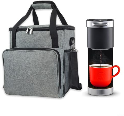 Bolsa de almacenamiento portátil para máquina de café con protección acolchada, nailon impermeable, correa de hombro ajustable y asa, funda de transporte de viaje para cafeteras espresso y