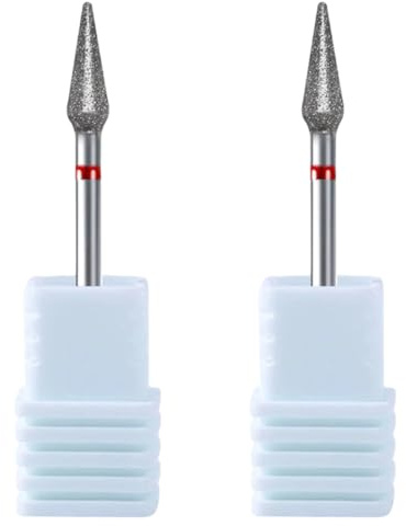 CATZUM KEQAR 2 Paia Punta Fresa Professionale in Carburo per Manicure Russa, Cuticole, Pelle Morta e Preparazione Unghie, Pulizia Sotto Unghia, Salone Manicure (3/32'') (Fine)
