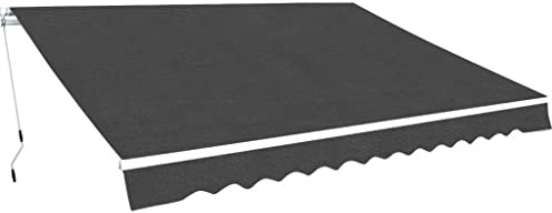 HGFDVCMR Toldo con brazo articulado, 400 x 300 cm, antracita, toldo ajustable con manivela, robusto marco de aluminio con refuerzo de metal, dispensador de sombra para terraza y jardín