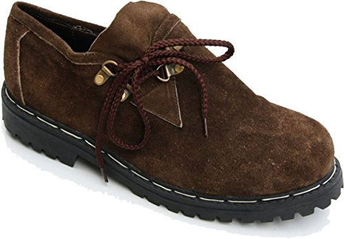 Trachenlederhosen24 costume shoes, made of genuine leather, traditional Bavarian costume shoes, dark brown, size: 7 - 11 - Brown - 41 EU