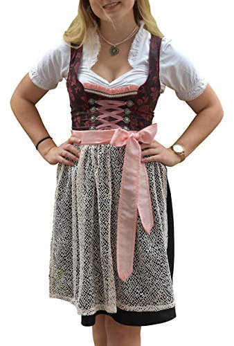 Dirndl Set Trachtenkleid 528GT Bordo geblümt (36)