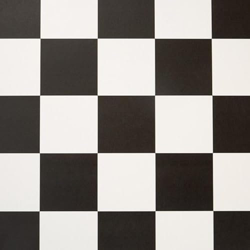 Cushion Vinyl Flooring Sheet Black and White Checkerboard Lino Roll Kitchen Bathroom Tile Effect Non Slip Flooring 2m & 3m Width (Dublin, 2m x 2m)