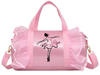 besbomig Prinzessin Tanztasche Balletttasche Umhängetasche Sporttasche Tasche Farbe pink Geschenk Dance Gym für Mädchen,Rosa