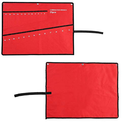 Bolsas enrollables de herramientas, herramientas enrollables de múltiples bolsillos, bolsa de almacenamiento, para llaves, pinzas, llaves, llaves, soporte, organizador de lona (25 piezas)