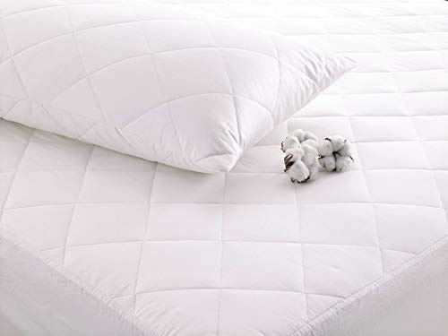 Cuddledown 100% Pure Cotton Quilted Mattress Protector - Anti-Allergy, Machine Washable (160x200cm)