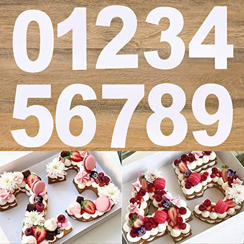 0-8 Numeral Cake Stencils Molds 8 Inch Arabic Number Cake Maker Decorative Fillings Layered Cake Baking Tools for DIY Wedding Birthday Anniversary (8 inch)