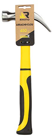 Rhino Martillo de carpintero de 450 g con fibra de vidrio irrompible, mango de goma (NC) - 450 g