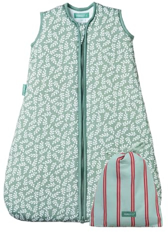 molis&co - Saco de Dormir para bebé 2.5 TOG - 70 cm (0-6 Meses) - Ideal para Invierno - 100% algodón (Oeko-Tex 100) - Acolchado, Suave y Cálido - Green Garden