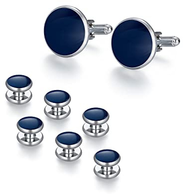 Wynameleri Boutons de manchette en cuivre pour homme et frère - Pour homme et femme, 8PCs Navy Blue Laiton boutons de manchette