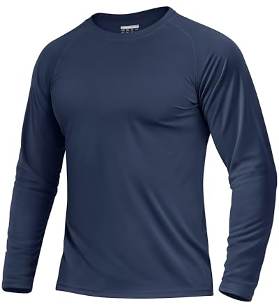 Boladeci Sun Shirts for Men Rash Guard UPF 50 UV Protection Sun Shirts Long Sleeve Clothing Workout Swim Mens Tee Navy Blue L Surf