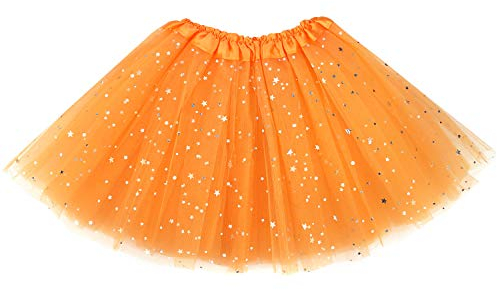 Auranso Tüllrock Kinder Mädchen Röcke Tutu Prinzessin Ballettrock Minirock Tanzkleid Partykleid 2-7 Jahre Orange
