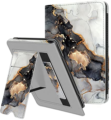 Fintie Stand Case for 6 All-New Kindle (11th Generation-2024/2022 Release) - PU Leather Cover with Auto Sleep/Wake Card Slot & Hand Strap for Kindle 2024/2022 11th Generation e-Reader, Cloudy Marble