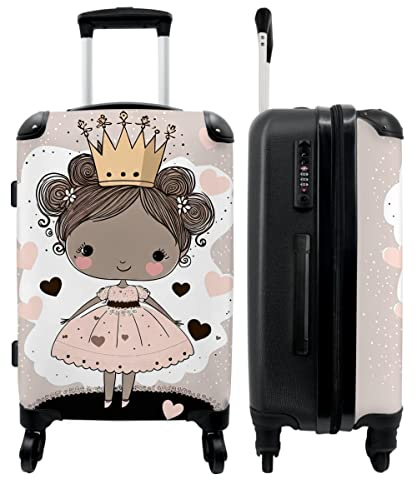 NoBoringSuitcases.com® Hartschalenkoffer Mädchen Kinder Koffer fürs Gepäck Carry on Trolli Geschenke - Prinzessinnen - Kleid - 67x43x25cm