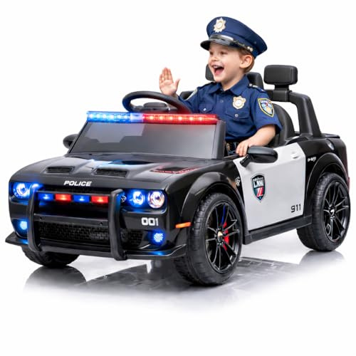 BabyCar Dodge Police | Véhicule Electrique 12V avec 2 Moteurs 30W | Voiture pour Enfant avec Télécommande, Portes Ouvrantes, MP3 | Licence Officiel