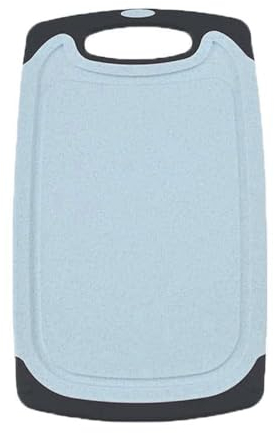Selecto Bake Tabla de cortar de plástico grueso sin BPA, patas antideslizantes y ranura profunda para jugo de goteo, agujero para colgar, tablas de cortar grandes para frutas, verduras, carnes (azul)