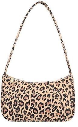 ZXYLX 1 Handtasche, Damenhandtasche, modische, lässige kleine Handtasche, karierte Clutch, einfarbige Umhängetasche, Umhängetasche mit Reißverschluss, Achseltasche (Leopardenmuster)