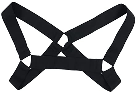 GENEMEN Mens Harness Belt Nylon Elastic Body Chest Shoulder Strap Sexy Halter Club Wear Cosplay Costume (D-Black)