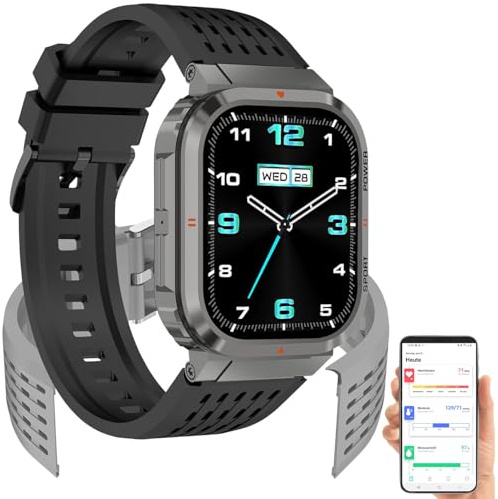 Newgen Medicals Smart Uhr: Fitness-Smartwatch, 20 Tage Laufzeit, Always-on-Display, ChatGPT, IP68 (Fitnessuhr Damen, Smartwatch mit Telefonfunktion, Apple Watch)