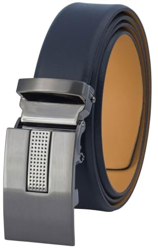 LINDENMANN Leder-Gürtel Automatik Herren 32 mm marine, Farbe/Color:blau, Size US/EU:Bundweite 95 cm Gesamtlänge 110 cm W 37.4 L