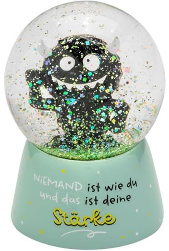 H:PPY Life 74166 Bola de ensueño con Texto en alemán Fuerza | Bola de Nieve para sacudir, poliresina, Altura 6,5 cm, Regalo para cumpleaños, Amistad