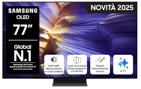 Samsung OLED 4K Vision AI Smart TV 77'' QE77S94FAEXZT, NQ4 AI Gen3 Processor, 4K AI Upscaling Pro, Motion Xcelerator 144Hz, Dolby Atmos & OTS Lite, LaserSlim Design, 2025