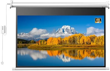 60 72 84 Pouces Écran de Projection Motorisé avec Télécommande, 4K HD Blanc Mat, Fixation Murale/Plafond pour Home Cinéma, Bureau, Salle de Classe(60(16:9))