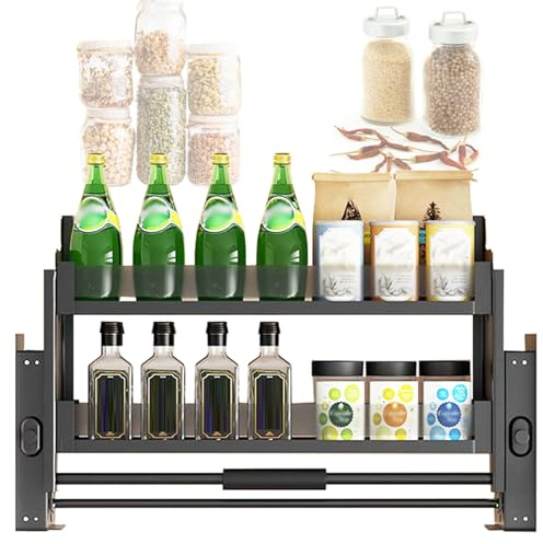 Scaffale da parete estraibile a 2 ripiani, pratico mobile da cucina per armadi superiori, ideale per bar e caffè, soluzione di archiviazione da 85 cm