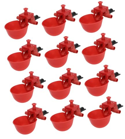GALPADA 12pièces Bacs à Eau Réglables pour Pigeon Poule Oiseaux Abreuvoirs Automatiques Pratiques et Durables Couleur Aléatoire
