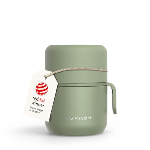 LARS NYSØM Barattolo Termico in Acciaio Inox - Contenitore Pranzo Ermetico per Alimenti Caldi e Freddi, Thermos Bocca Larga per Zuppe, Lavoro e Viaggio (Sage Green, 350ml)