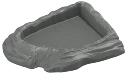 Sharplace Gamelle d'eau pour Tortues, mangeoire décorative pour Reptiles, décoration d'angle pour Reptiles, Bassin de Bain pour Grenouilles, Fournitures, Gris