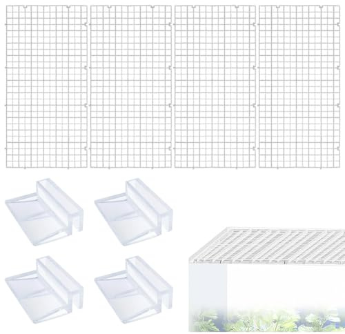 4 Pack Aquarium Lid Hood Acrylic Fish Tank Lid with 4 Pcs Clips, 30 * 15cm