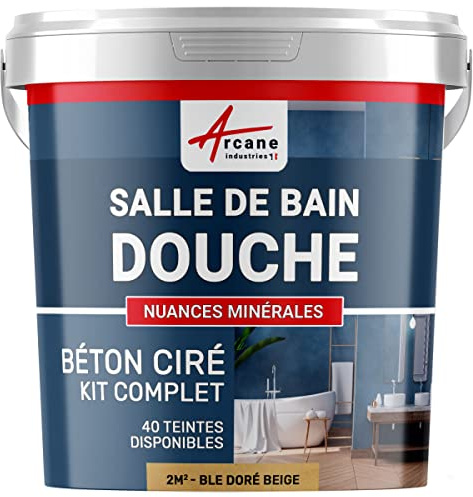 béton ciré salle de bain, douche italienne, pièce d'eau, kit beton cire, salle de bains, douche italienne - 2 m² (en 2 couches) Blé Doré Beige - ARCANE INDUSTRIES