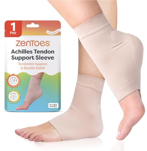 ZenToes Achilles Tendon Support Sleeve, Padded Compression Sleeve for Achilles Tendonitis Relief & Haglunds Heel, Washable Padded Socks & Heel Protectors for Bursitis Relief, 1 Pair