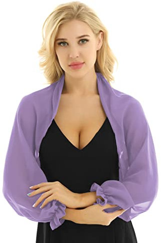 inhzoy Femme Châle en Mousseline Étole Boléro de Mariage Soirée Cocktail Plage Cache-Coeur de Ballet Cape Manteau Anti-UV Couvrir Cache-Maillot de Bain Été Châle Cape Violet Clair Taille Unique
