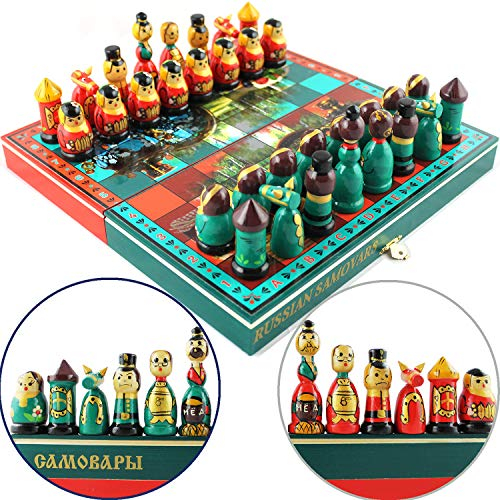 AEVVV Jeu d'échecs traditionnel russe Samovar 32 pièces 2 joueurs 12+