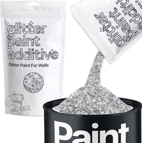 Hemway Silver Stars Glitter Paint Additive 100g for Adding Sparkle | for Paints & Varnish | Paint Walls Sparkly Add to Emulsion, Acrylic or Lacquer Indoor