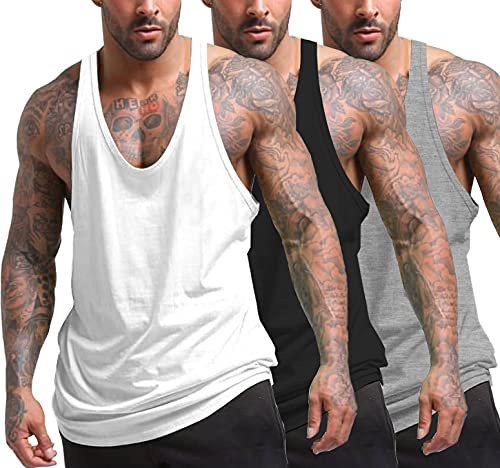 COOFANDY Men's 3 Pack Y-Back Tank Tops Gym Workout Muscle Tanks Fitness Bodybuilding T Shirts
