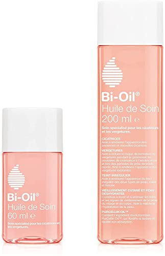 Mon Rituel de Grossesse Bi-Oil® - Huiles de Soin Spécialisées pour les Vergetures, Cicatrices, Peau Sèches et Teint Irrégulier - 2 Formats 1x60 ml + 1x200 ml