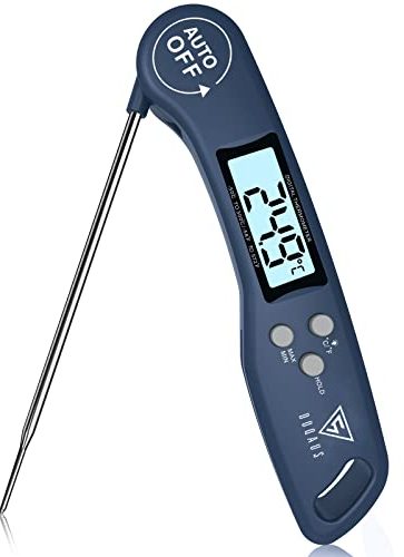 DOQAUS Cooking Thermometers, Digital Instant Read Food Thermometer, Meat Thermometer Probe with Foldable Probe, Backlight Screen, Auto On/Off for BBQ, Grill, Sugar, Milk, Deep Fry(Navy Blue)