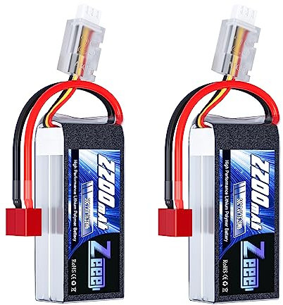 Zeee 2S Lipo Battery 2200mAh 7.4V 50C RC short Battery with T Plug for FPV Drone Quadcopter Helicopter Airplane RC Boat RC Car RC Models(2 Pack)